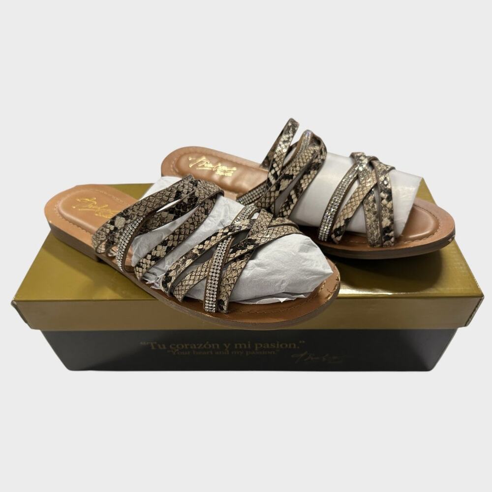 Thalia Sodi Womens 7.5 Flat Sandals Marlina Tan in Box